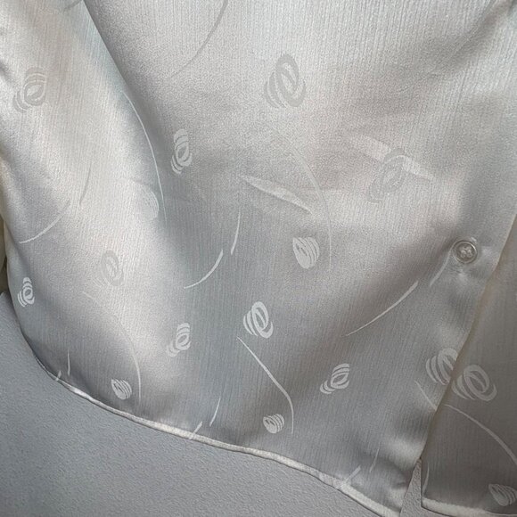 VTF Susan Hutton Ivory Satin Blouse Ruffled Collar Victorian Secretary Jacquard - Picture 5 of 8